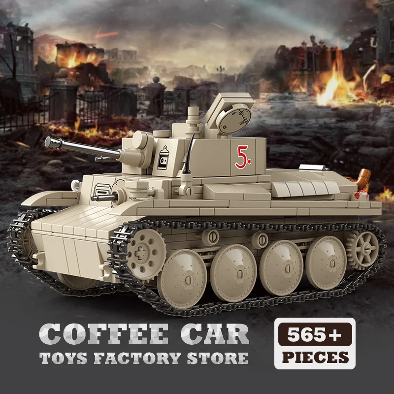 WWII Military Tank MOC Bricks Model Classic Light Armored Vehicle Building Blocks Army Soldier Toys Boy Children Christmas Gifts