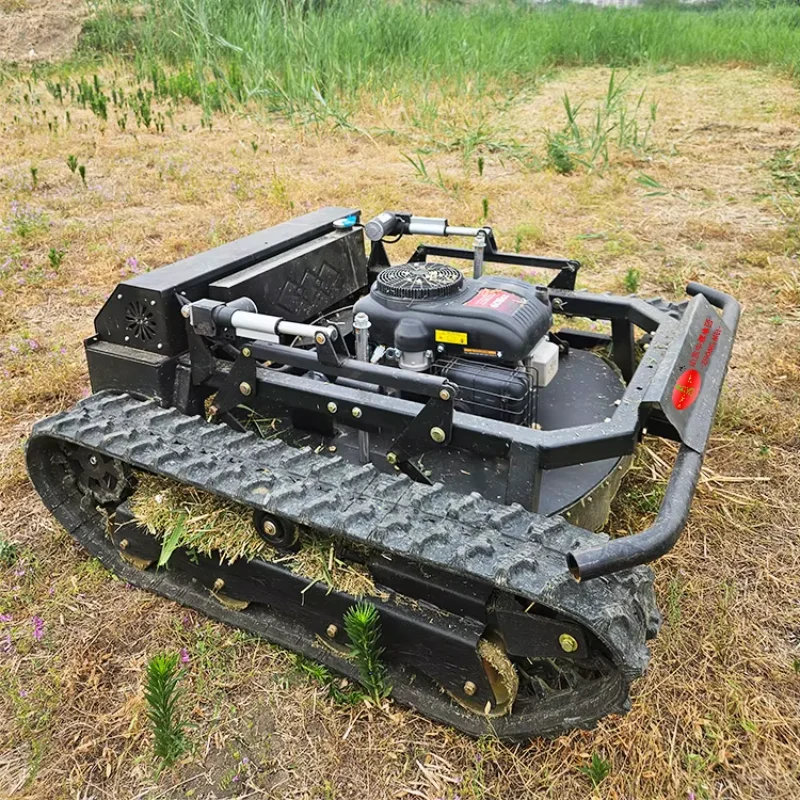 China Factory Automatic Mini Smart Self-Propelled Lawn Mower Rubber Crawler Remote Control Lawn Mower for Sale