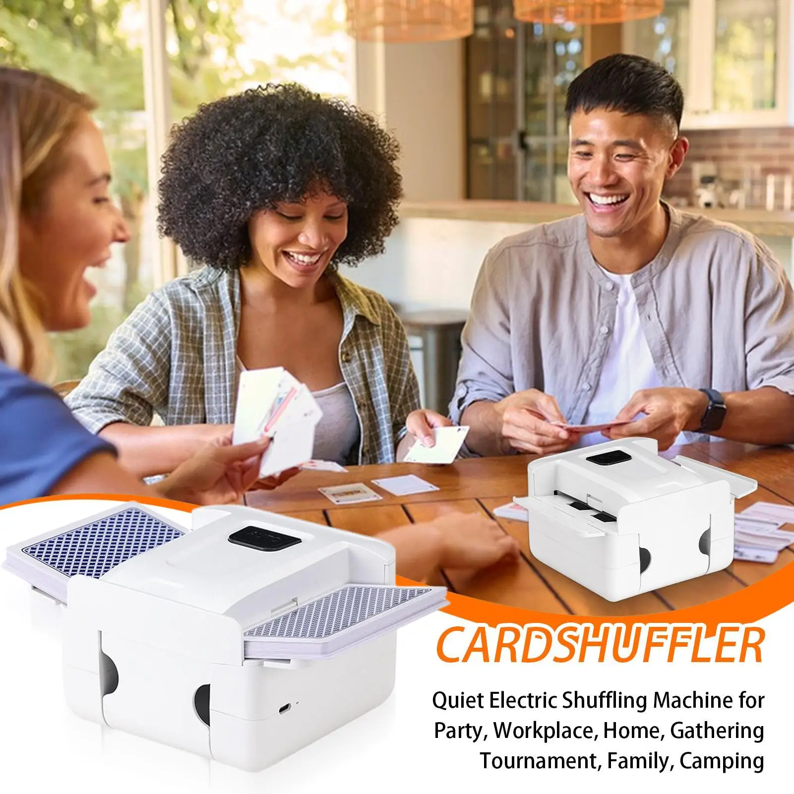 Máquina batidora de tarjetas, accesorio portátil para tarjetas, máquina batidora recargable para acampar, reunión diaria en el lugar de trabajo familiar