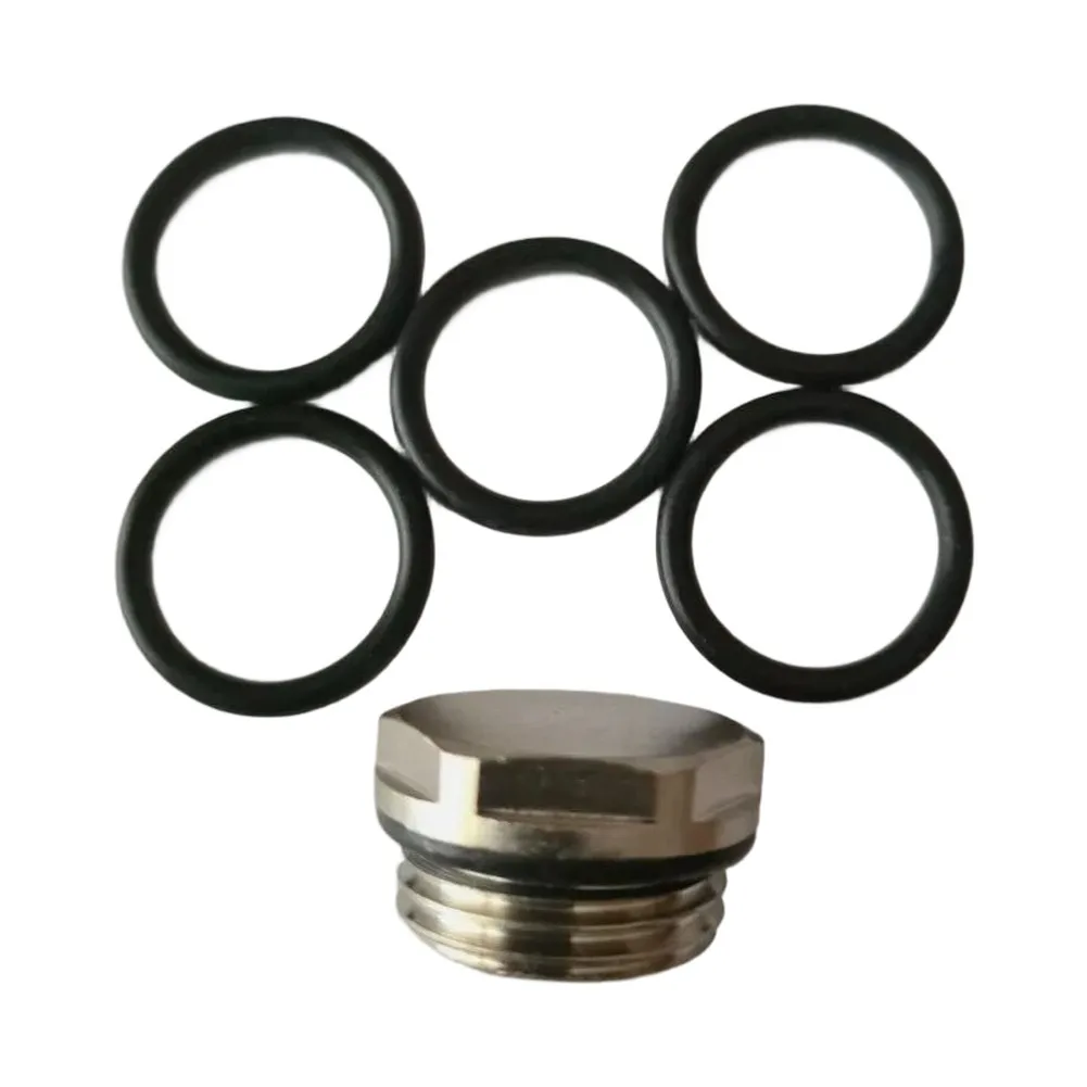 5Pcs Central Heating Radiator Air Vent Valve Sealing Rings Black Rubber O-Ring G1/2 Replacement For Home Plumbing Maintenance