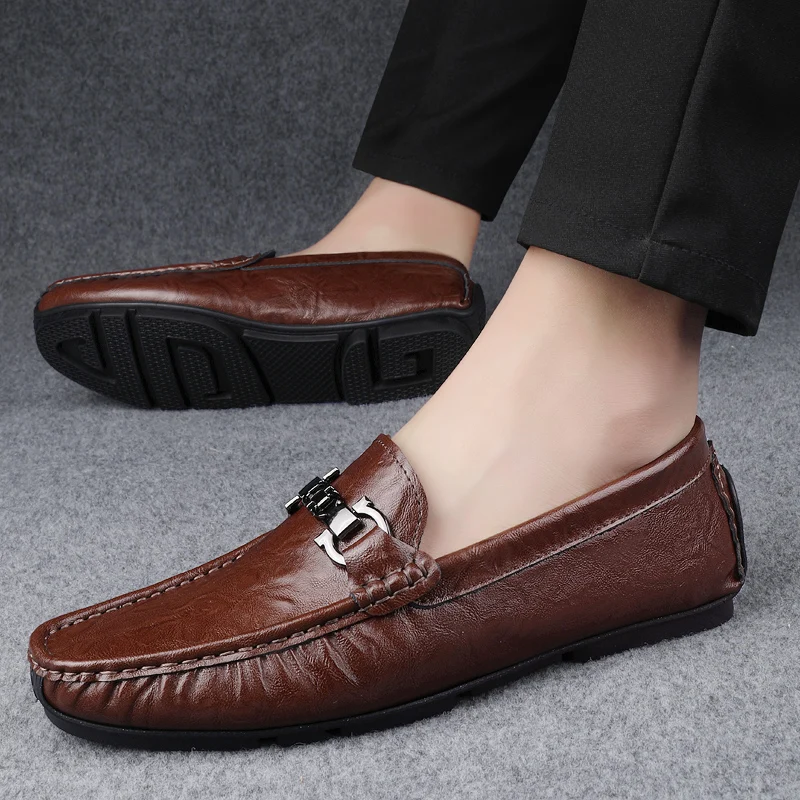 

Мужская дышащая повседневная летняя обувь с полыми мужскими кроссовками для вождения, высококачественные мужские деловые лоферы из натуральной кожи