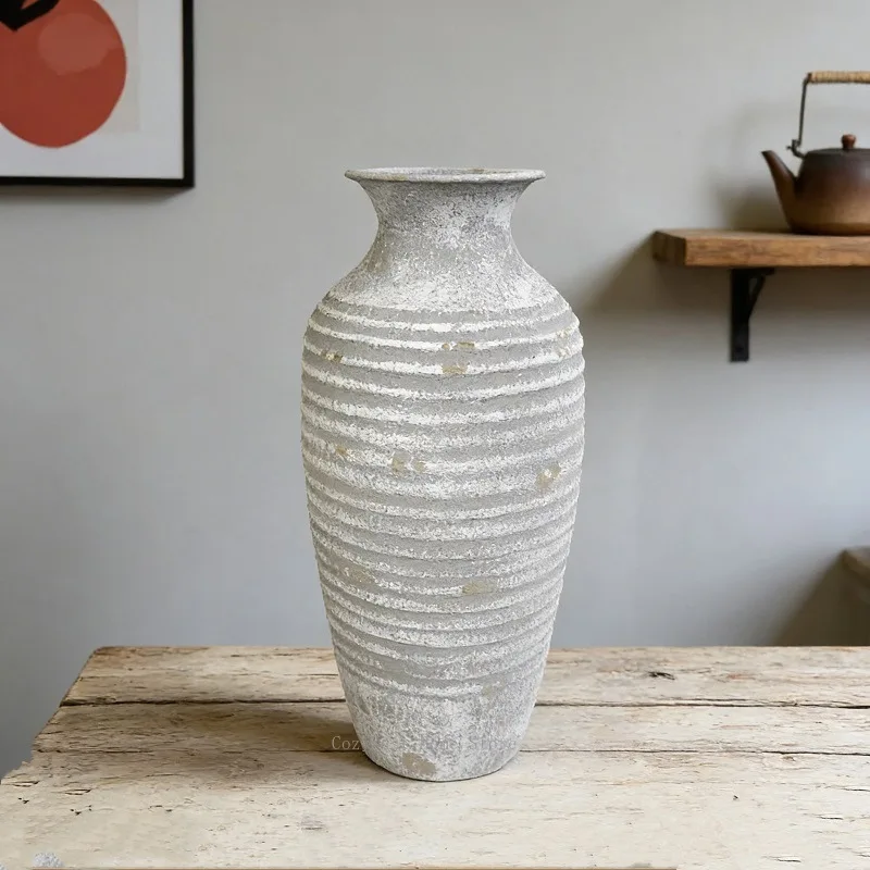 Vase imitation coarse pottery old metal flower ware homestay farmhouse flower pot home decoration ornament