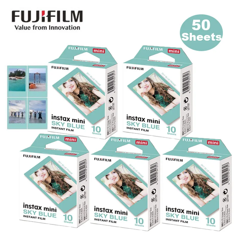 10/30/50 Sheets Fuji Instax Mini Sky Blue Film For Fujifilm Instax Mini 11 Camera Film Pack For Mini 12/8/7s/11/25/50/70/90/link