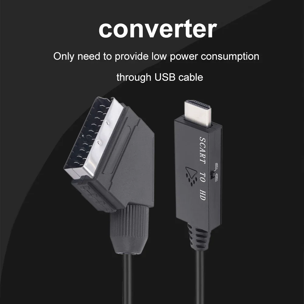 1M Scart To HDMI 1080P Video Audio Converter Plug And Play HD Video Conversion Adapter For Set-Top Box HDTV DVD STB Accessories