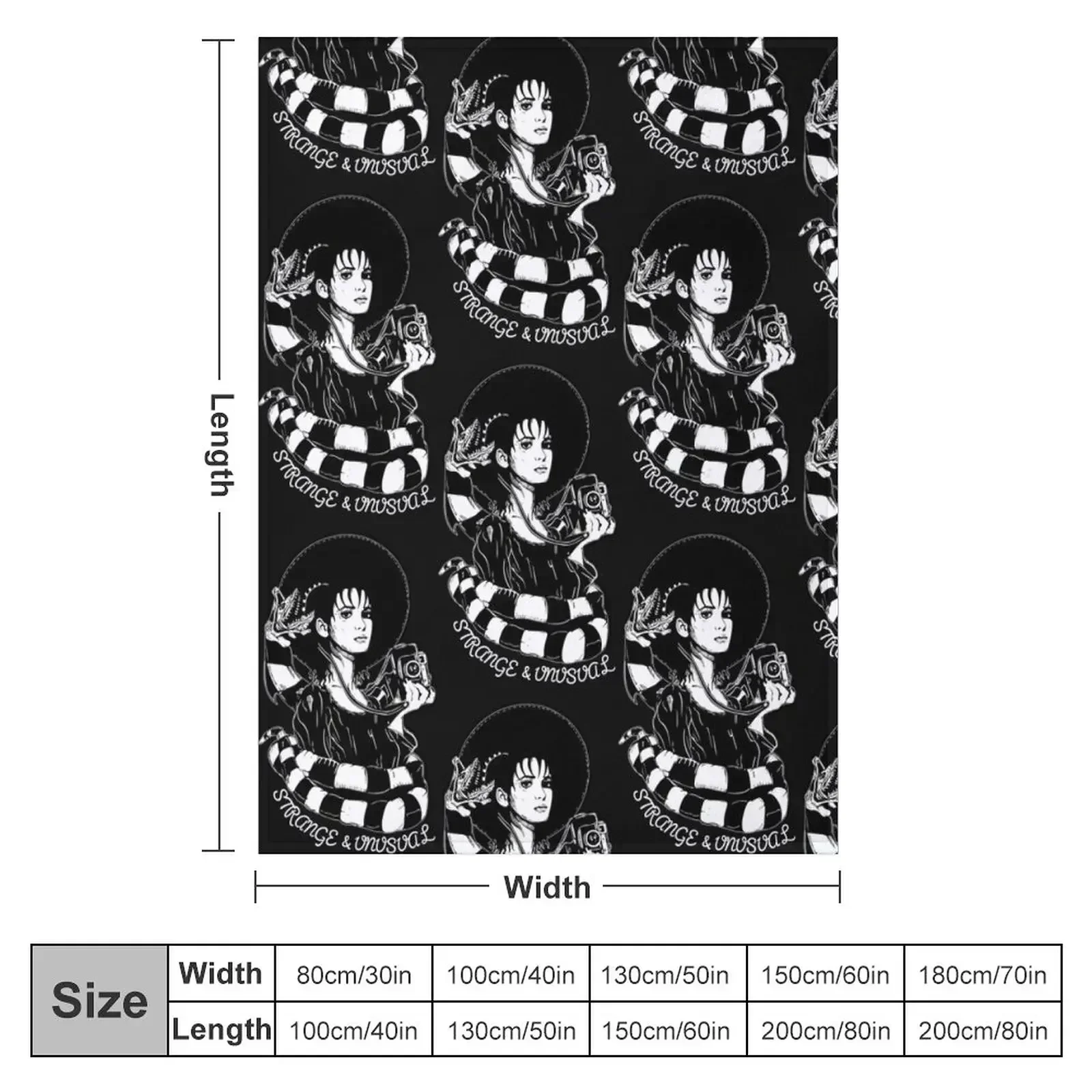 Lydia Deetz Strange and Unusual Gothic Throw Blanket couch cozy soft plush fuzzy picnic outdoor blanket