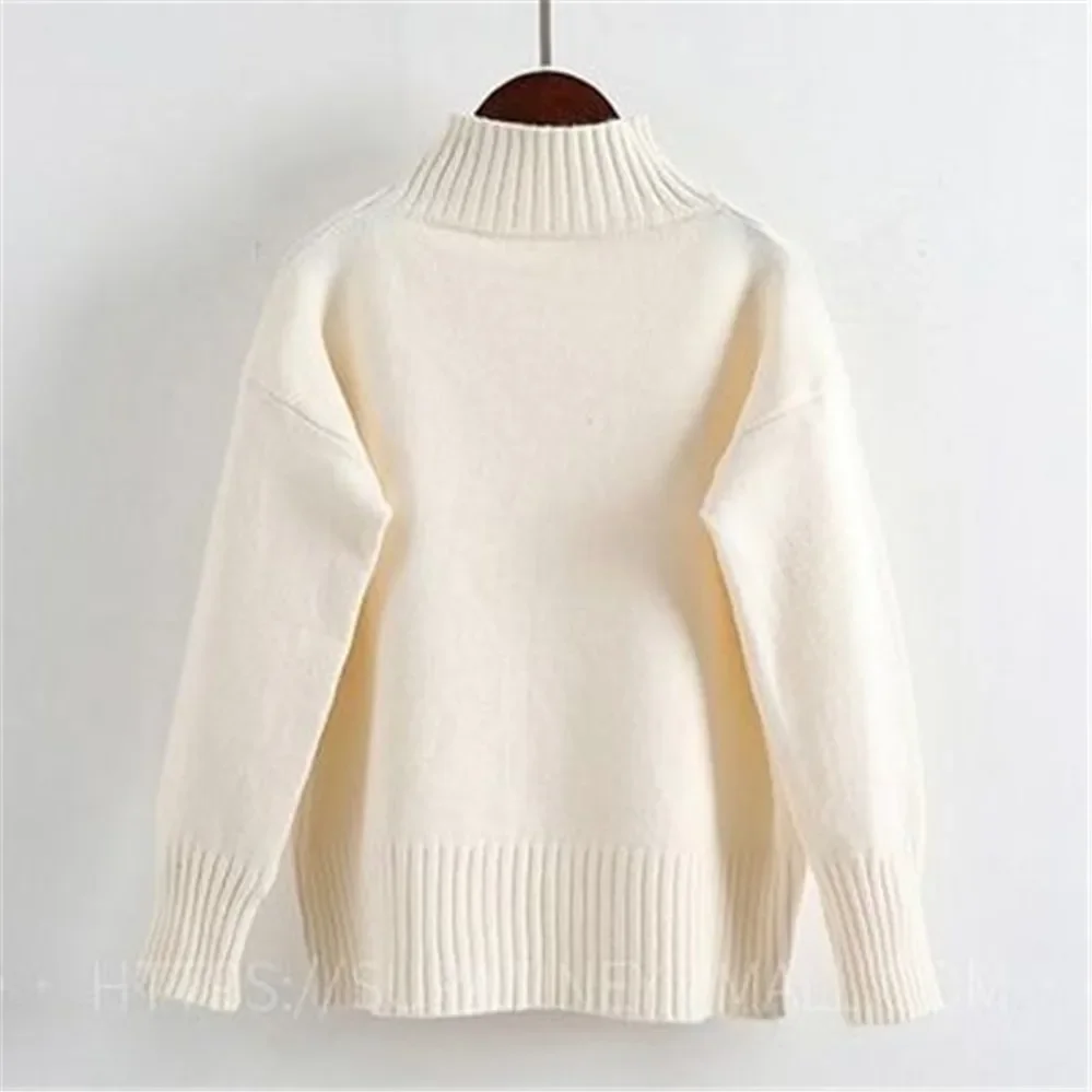 

Fashion Cashmere Turtleneck Sweater Women 2024 Autumn Winter Pullover Jumper Pull Femme Streetwear Casual Knitted Sweater PZ3455