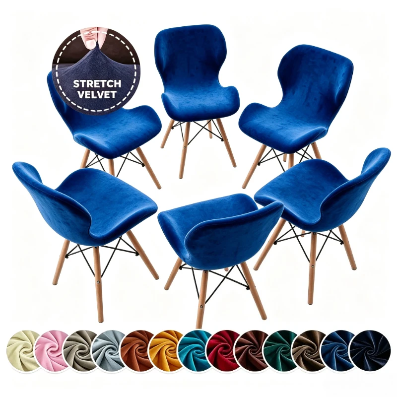1pc Soft Velvet Chair Cover Curved Dining Room Chair Covers Accent Chair Slipcover Bar Counter Stool Seat Cover Kitchen 2026