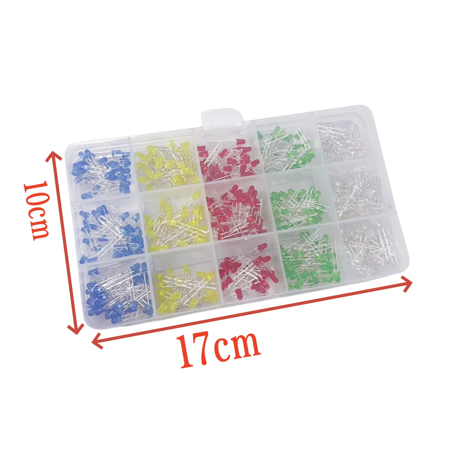 500PCS 3MM Red, Yellow, Blue, Green And White LED Llight Emitting Diode Box In 5 Colors, 100 Pieces Each