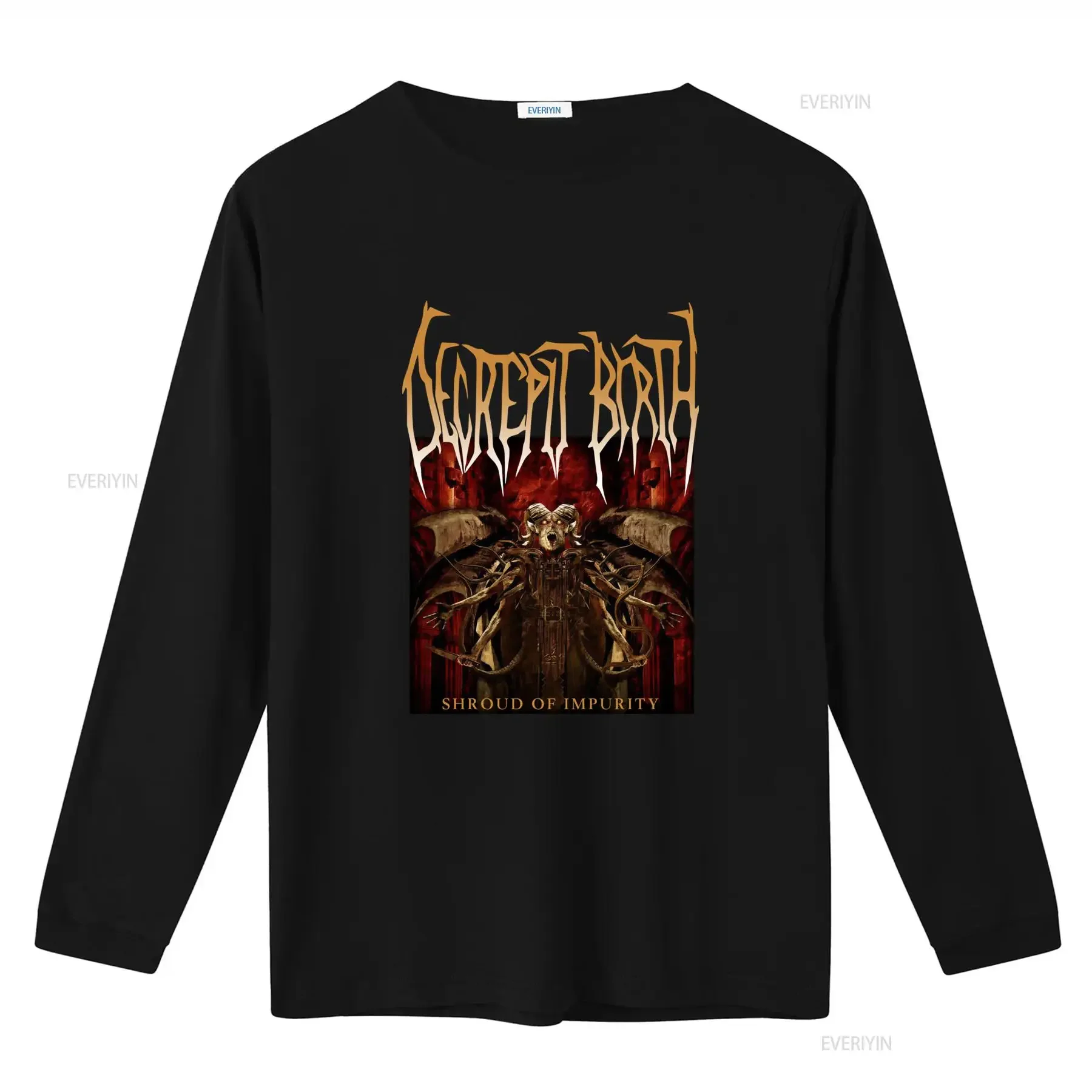 Decrepit Birth Shroud Of Impurity T Shirt for Men Medium Size Heavy Metal Band Design vintage Washed Versatile Stylish homme