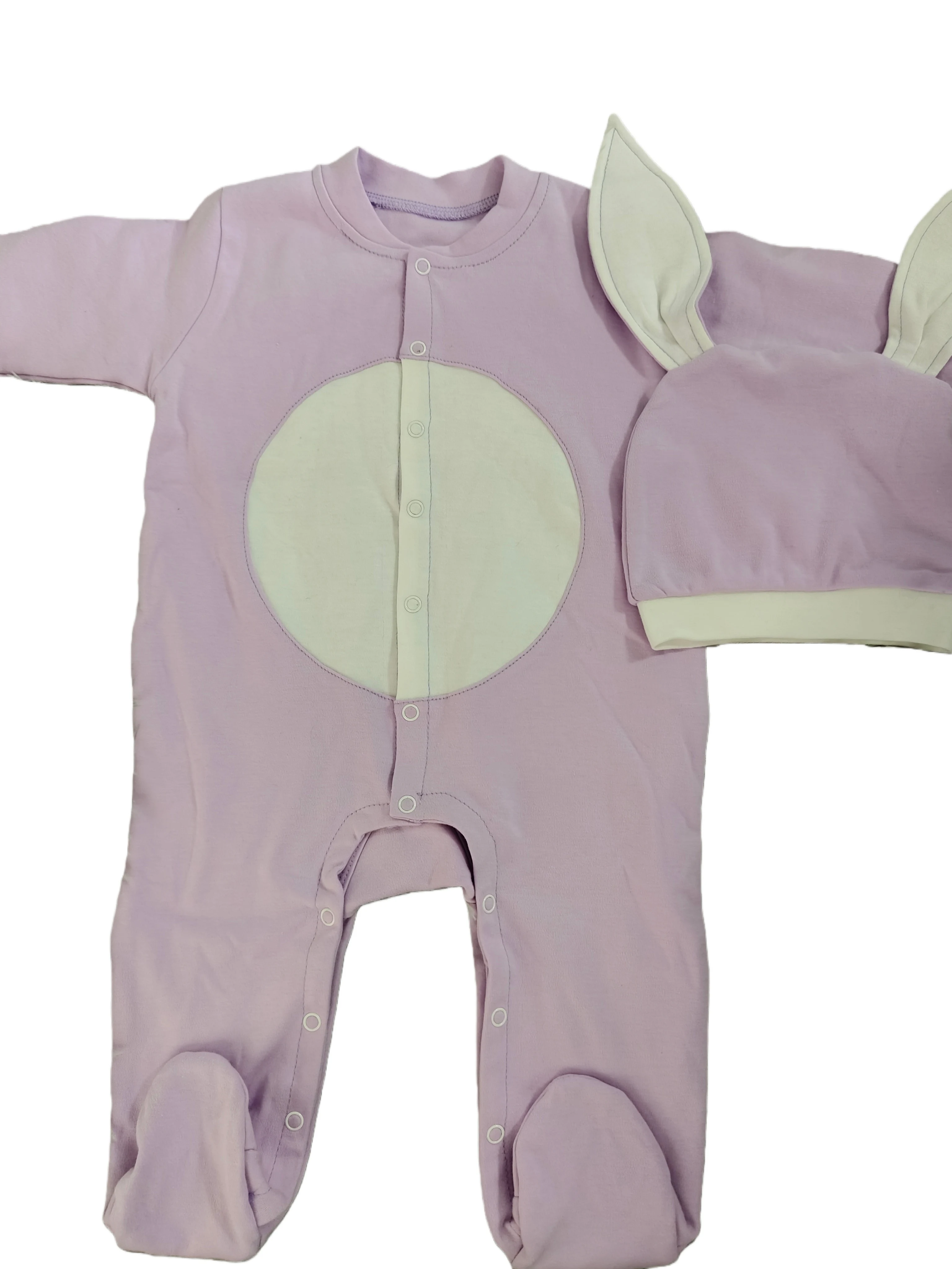Dollbling Purple Bunny 2-Piece Set For 0-3-Month Baby, Customizable Name,Bodysuit Pajamas Layette for Photo Show Holiday Gift