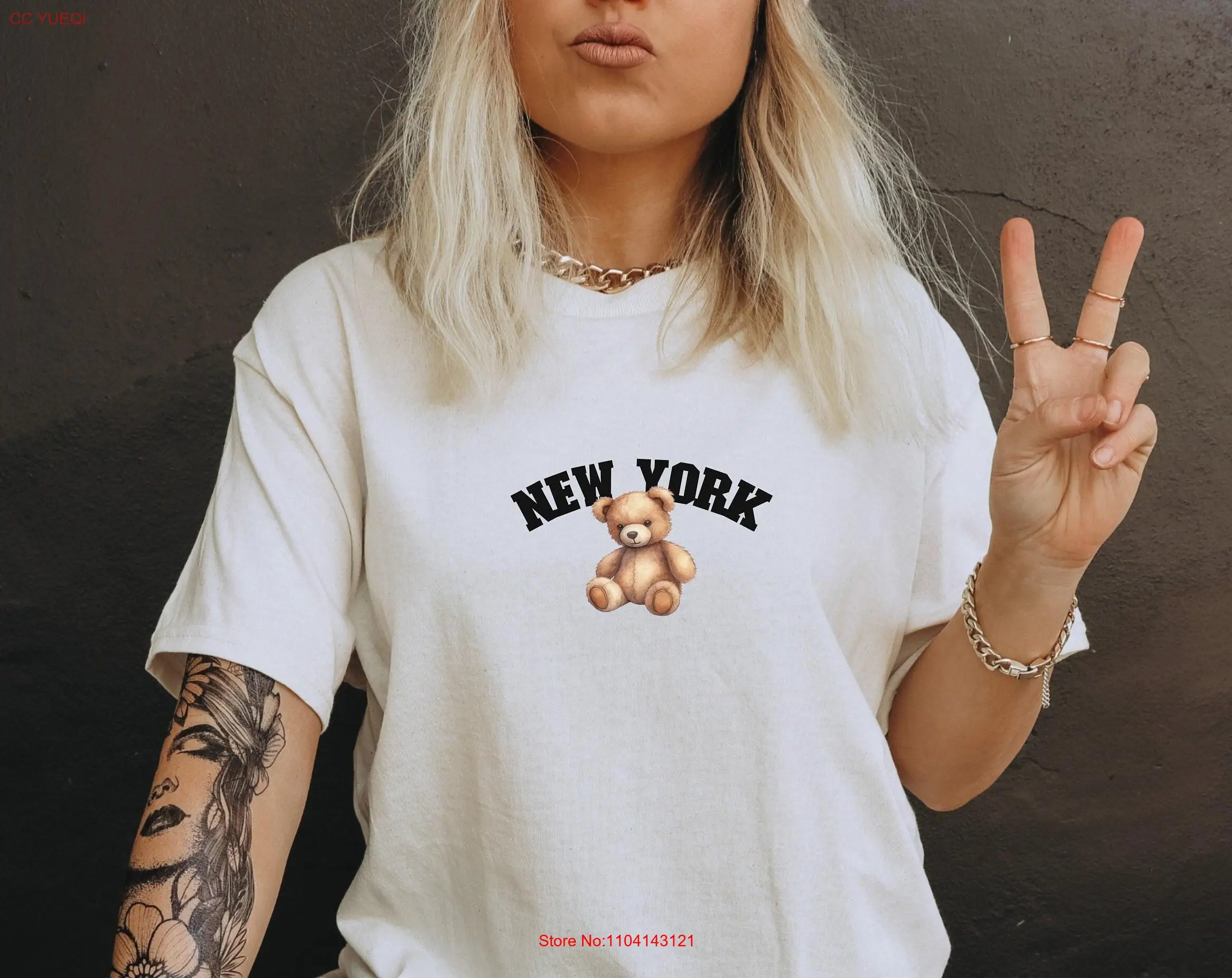 

Футболка New York Teddy Bear Y2K Preppy Stuff Cinnamon Girl Cute Trendy Gen Z Shirtnage с длинными или короткими рукавами