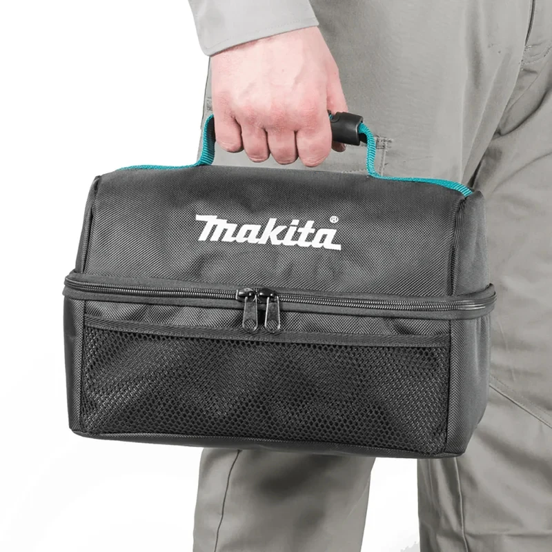 Makita-Bolsa de almuerzo de E-15584 con cremallera de 2 vías, almacenamiento adicional en el interior, forro de película aislada, bolsa de Camping