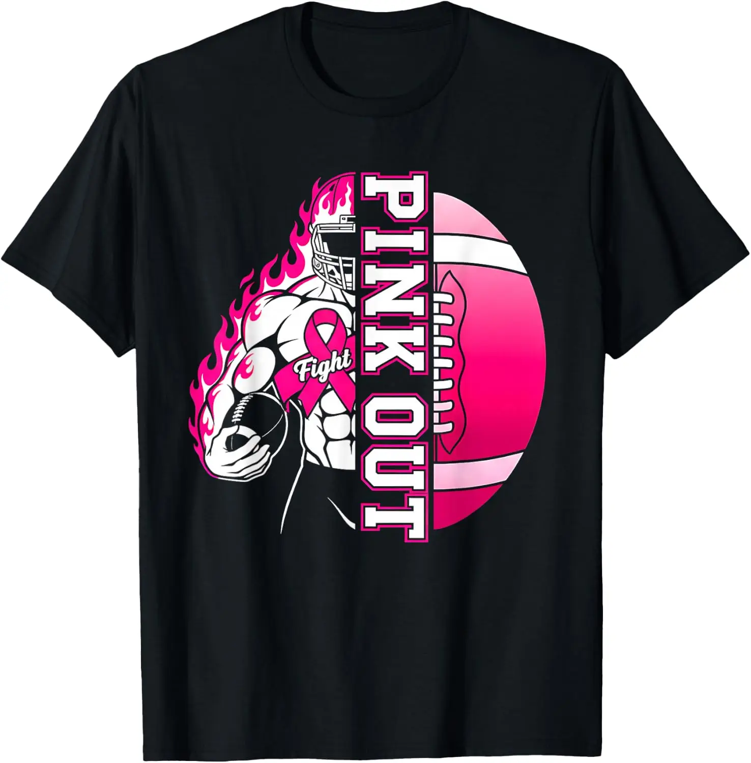 Football Pink Out Shirt Breast Cancer Awareness Month T-Shirt