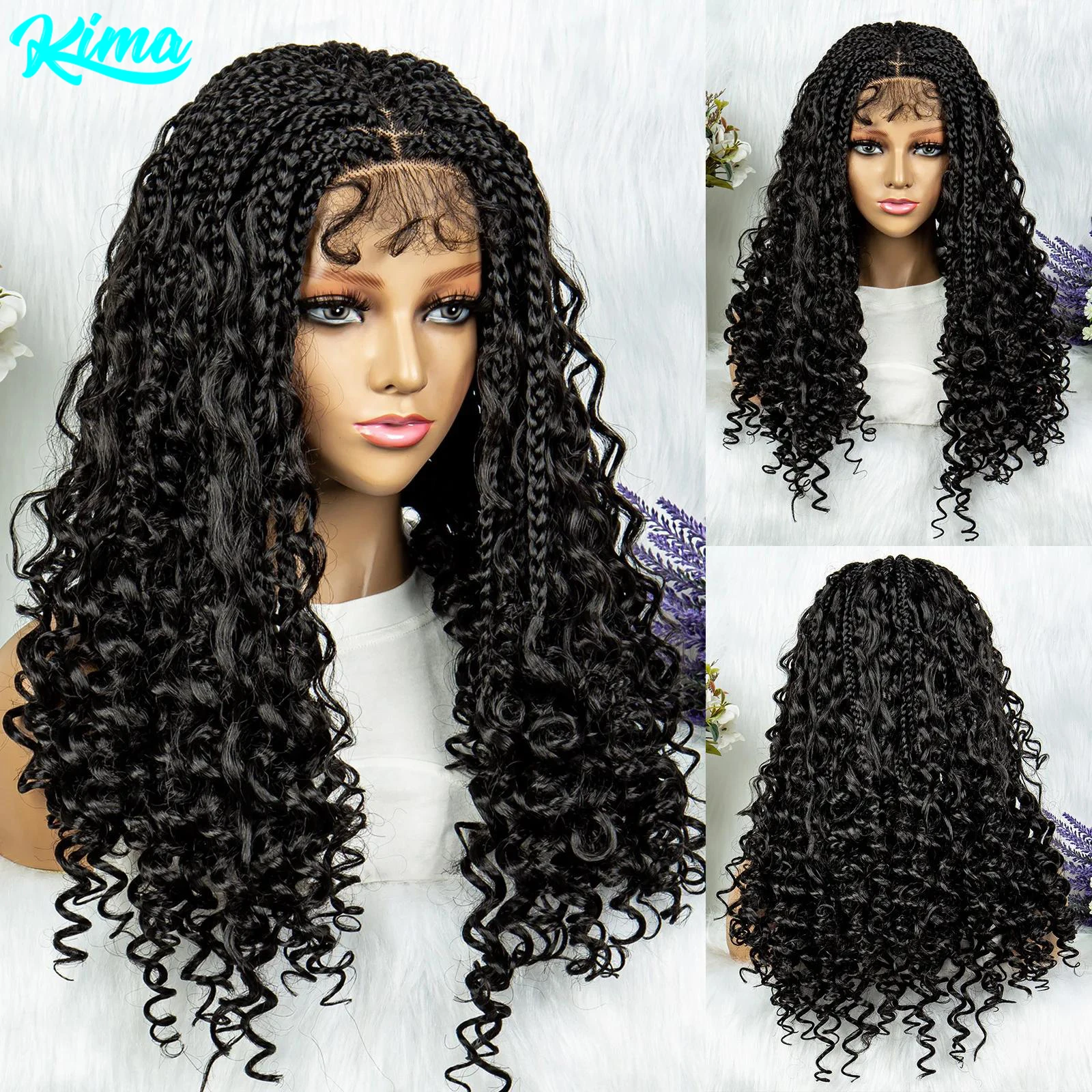 Synthetic Lace Front Wig Braided Wigs For Black Women Crochet Box Wig Braid 18 Inches Braiding Hair Knotless Box Braids Wigs