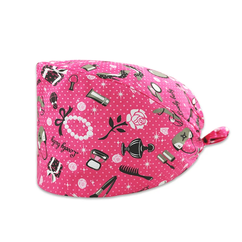 2021 New Product Cartoon Printed Nurse Surgical Cap Pet Hospital Surgeon Cap Dentist Cap Beauty Salon Chef Dustproof Scrub Cap