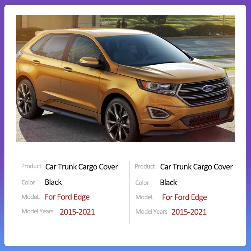 Auto Trunk Cargo Cover for Ford Edge 2015~2021 2019 2018 2017 Endura Accessories Rear Boot Curtain Tray Retractable Anti~peep