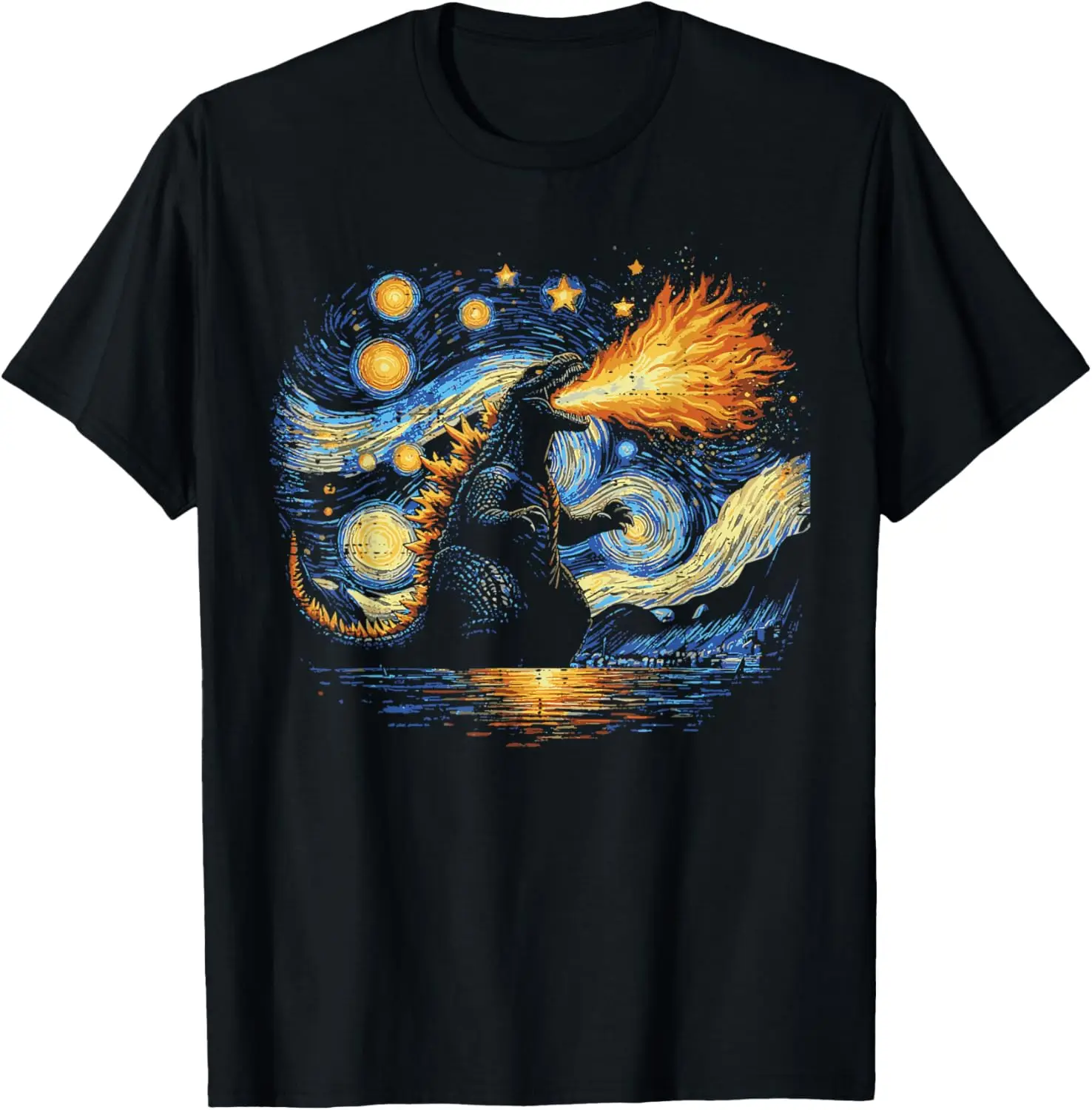 Fashion Japanese Starry Night Kaiju Funny Art Men Women Casual T-Shirt S-6XL