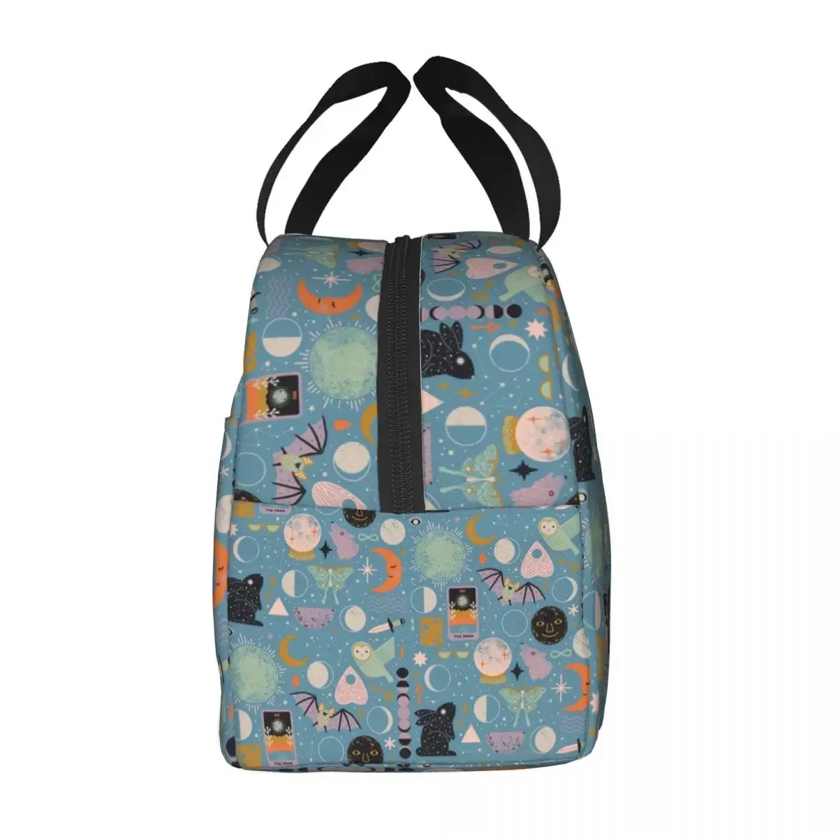 Halloween Spooky Bats Lunar Pattern Thermal Insulated Lunch Bag Women Portable Lunch Tote for School Outdoor Storage Food Box