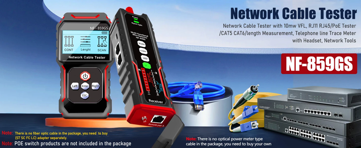 NF-859GS Netzwerkkabeltester POE RJ45 RJ11 CAT5 CAT6 Kabeltoner Kontinuitätstest Telefon/Ethernet/LAN/Draht Tracer – Detail 6