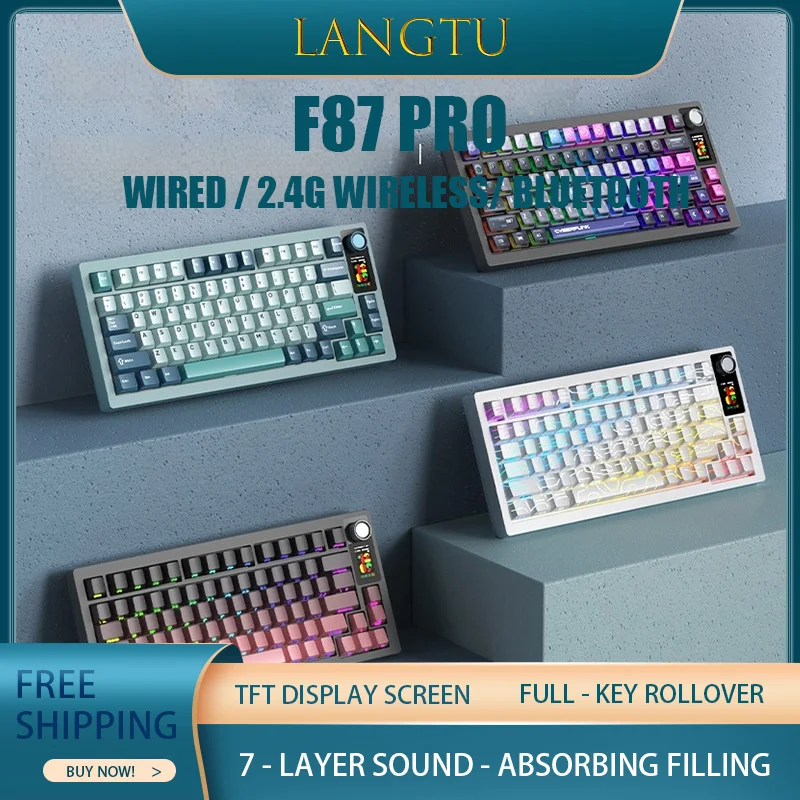 

LANGTU Lt75 Gaming Keyboard Three Connection Modes With Tft Display Screen 7 - Layer Noise - Reducing Filling Full-Key Rollover