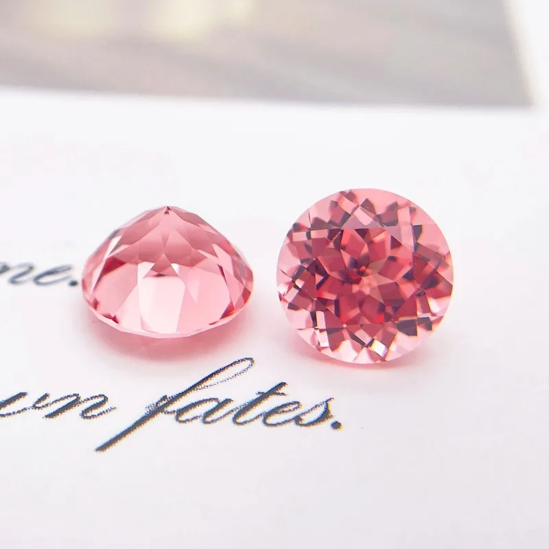 Laborgezüchteter Padparadscha Runder Schliff Rote Lotusfarbe Extrem Glänzende Qualität DIY Ring Halskette Ohrringe Hauptmaterialien Zertifikat – Detail 13