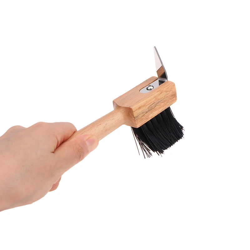 Cure-sabot portable en caoutchouc avec brosse, kit de toilettage pour cheval, doux au toucher, manche en bois