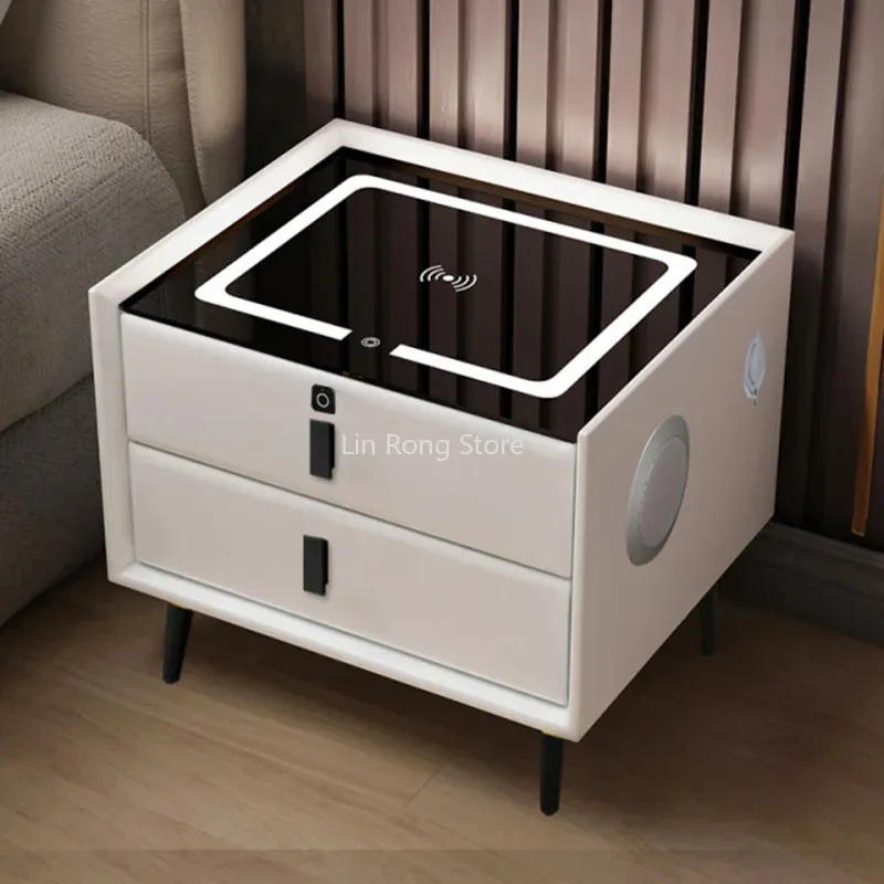 

Smart Bedside Table With Wireless USB Charging Creative Multi-Functional Infrared Sensitive LED Light Hotel Night Stands