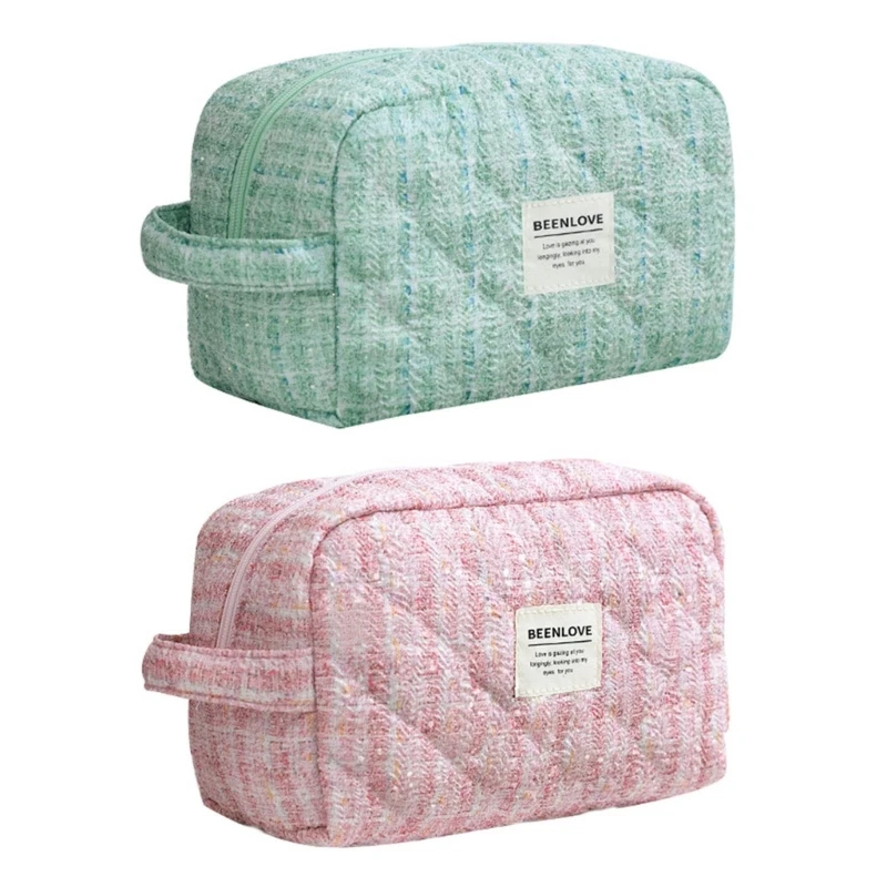 

Fashion Cotton Makeup Bag Storage Organized Spacious Beauty Case with Zippered Toiletry Bag for Daily Use