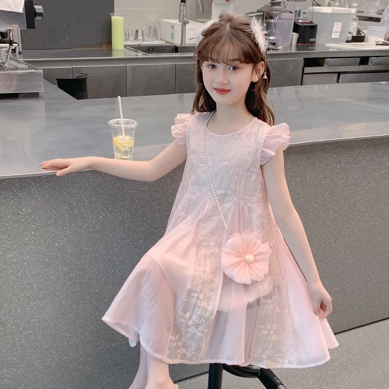 Children Dress Girls Embroidery Princess Dress Clothing Sleeveless Baby Kids Simple Fashion Style Fairy Dress 2025 Summer