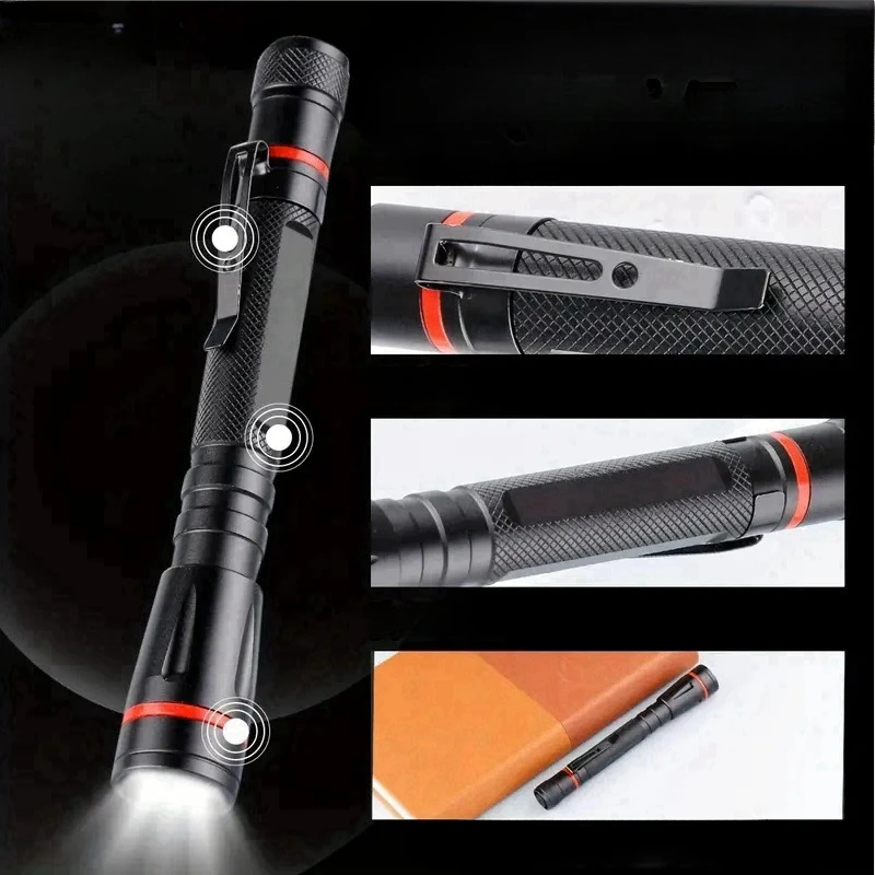 

Powerful LED Flashlight Waterproof Zoom Pocket Pen Light Compact Torch with Clip Camping Hiking Inspection Emergency Lantern