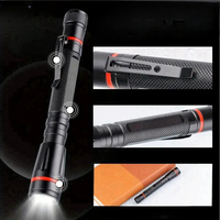 Powerful LED Flashlight Waterproof Zoom Pocket Pen Light Compact Torch with Clip Camping Hiking Inspection Emergency Lantern