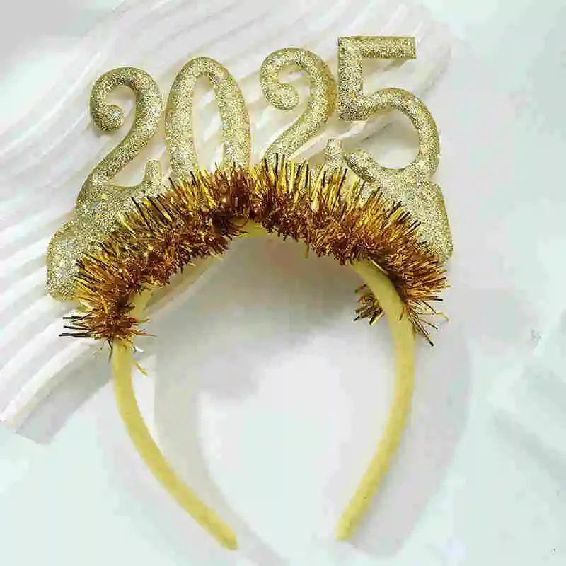 

2025 New Year Atmosphere Headband with Festive Fabric for Christmas Party and New Year Photo Props