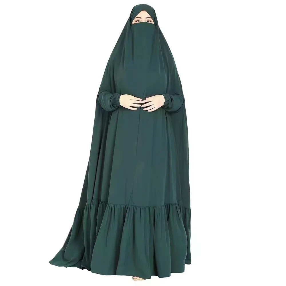 Imagem -03 - Abaya com Capuz para Mulheres Muçulmanas Roupas Islâmicas Vestido de Oração de Uma Peça Dubai Khimar Turco Roupa Islâmica Ramadã Khimar Jilbabs