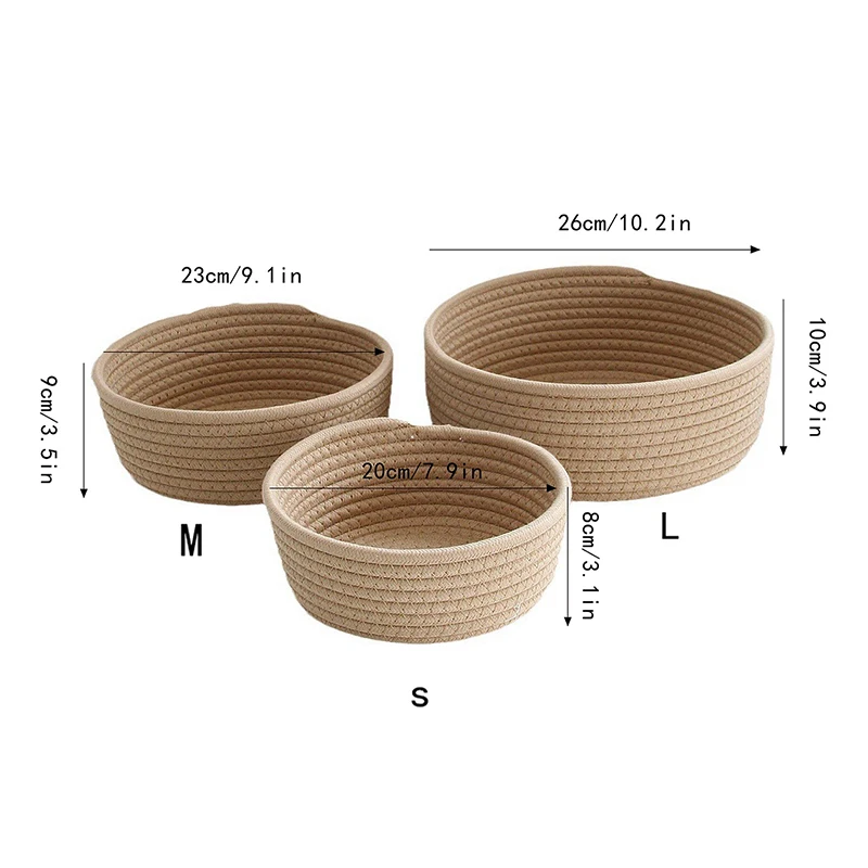 circularWoven cotton rope storage basket desktop storage for children\'s toys, cosmetics, snacks, miscellaneous items storage box