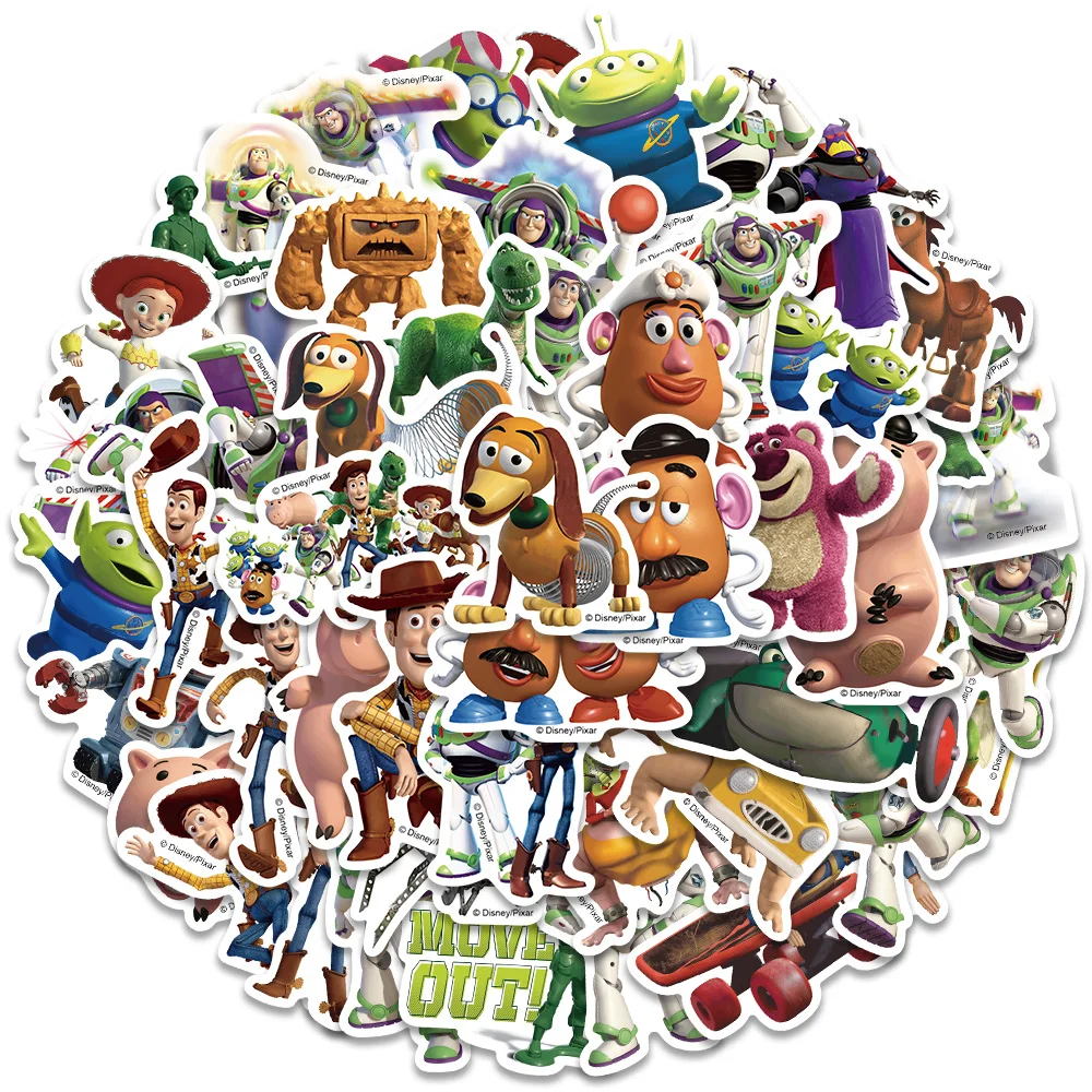 50pcs Funny Cartoon Anime 3D Toy Story Disney Stickers For Laptop Water Bottle Luggage Notebook Waterproof Graffiti Vinyl Declas