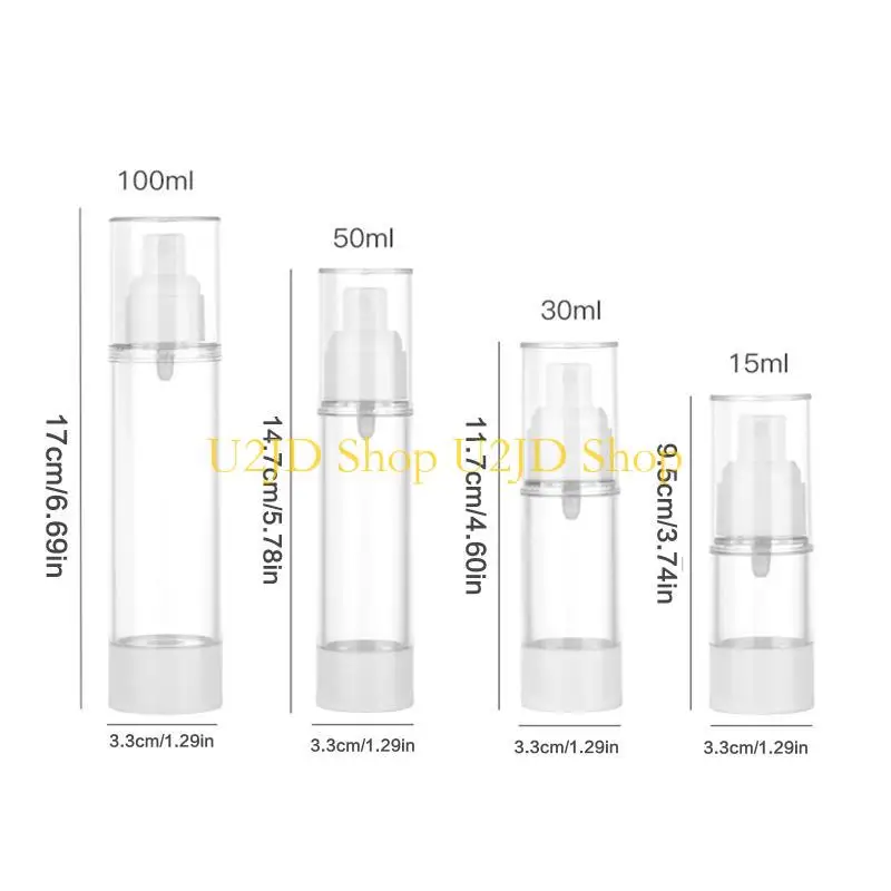 U2JD 15-100ml Clear Airless Cosmetic Cream Botol Kosong Ukuran Perjalanan Kosong