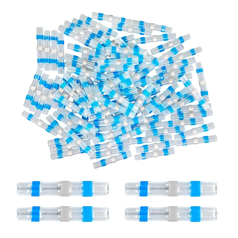 

50pcs Heat Shrinkable Butt Connectors Waterproof SST Sleeve AWG16-14 Electrical Splice Tinned Solder Seal Terminal
