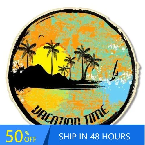 

Vacation Time Tropical Surf Trendy Window Boat Bumper Truck Waterproof Vinyl Decal Decoration Vintage Unique Funny