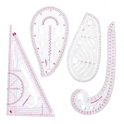 4Pcs French Curve Ruler Set Dress Curve Rulers Tailor Tool Pattern Making Clear