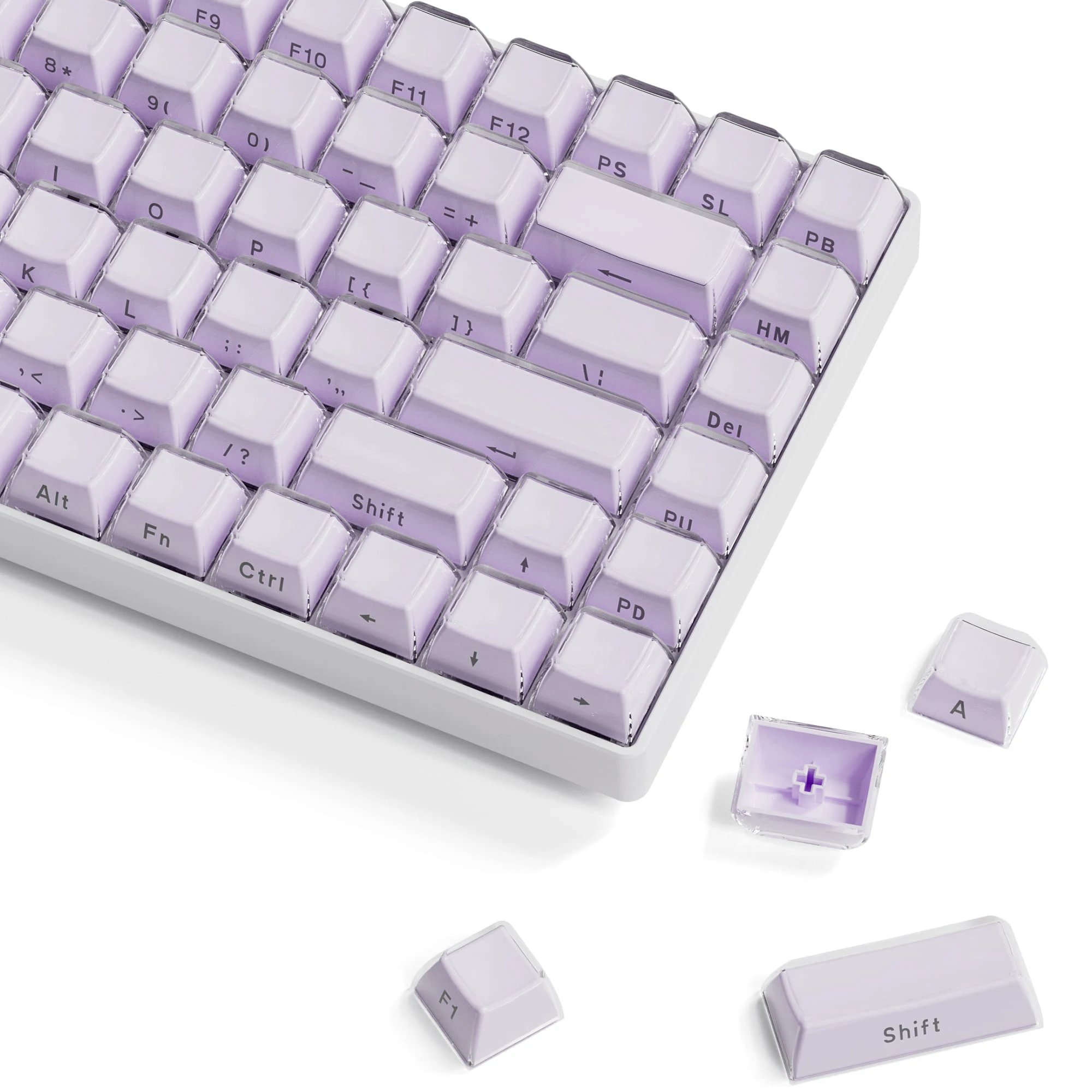 teclas roxo geleia impressao lateral keycap cristal de gelo translucido perfil oem tampa chave para cereja mx 61 68 104 teclado mecanico 113 01