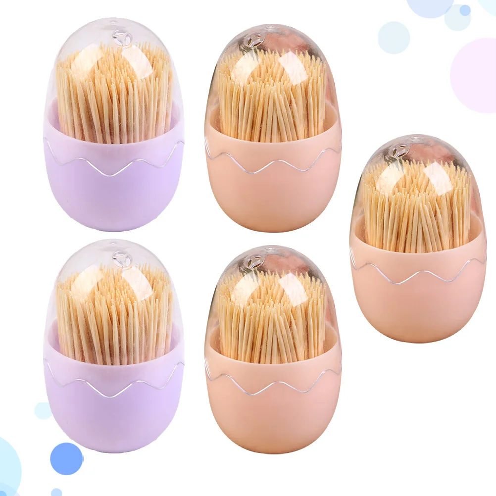 

5Pcs Eggshell Toothpick Box Cartoon Round Holder for Home Office Restaurant Hotel Bar Clean Sanitary Storage Kitchen Bar