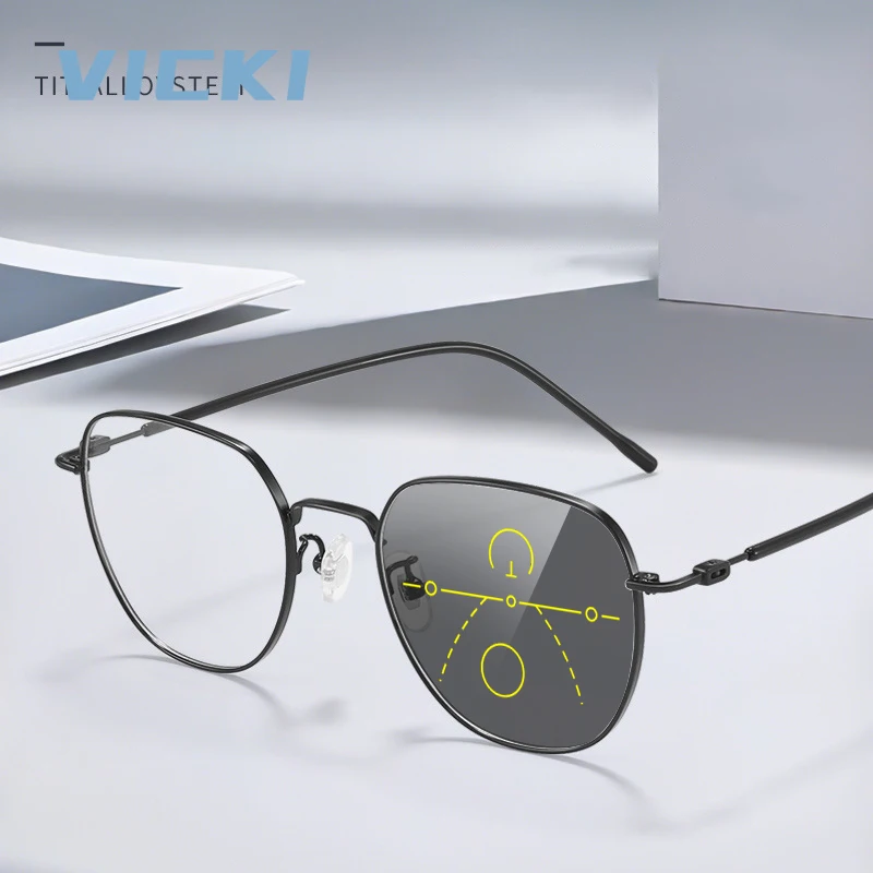 

Очки VICKI для женщин с маленькими глазами, металлические, многоугольные, с защитой от синего света, могут быть изготовлены на заказ, фотохромные, мультифокальные, модель 5307