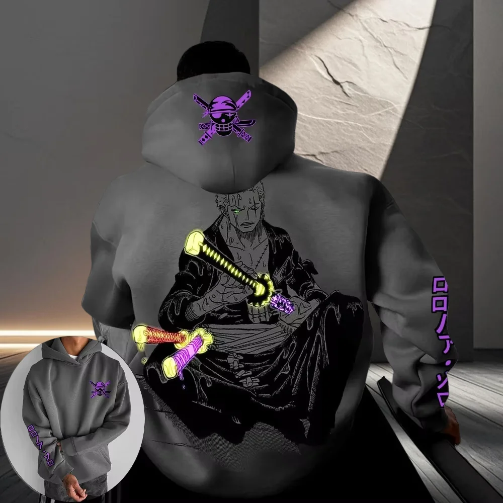 

2025 хит продаж, осенне-зимний новый анимационный свитер с капюшоном и принтом ONE PIECE Sauron, мужской и женский модный уличный джемпер