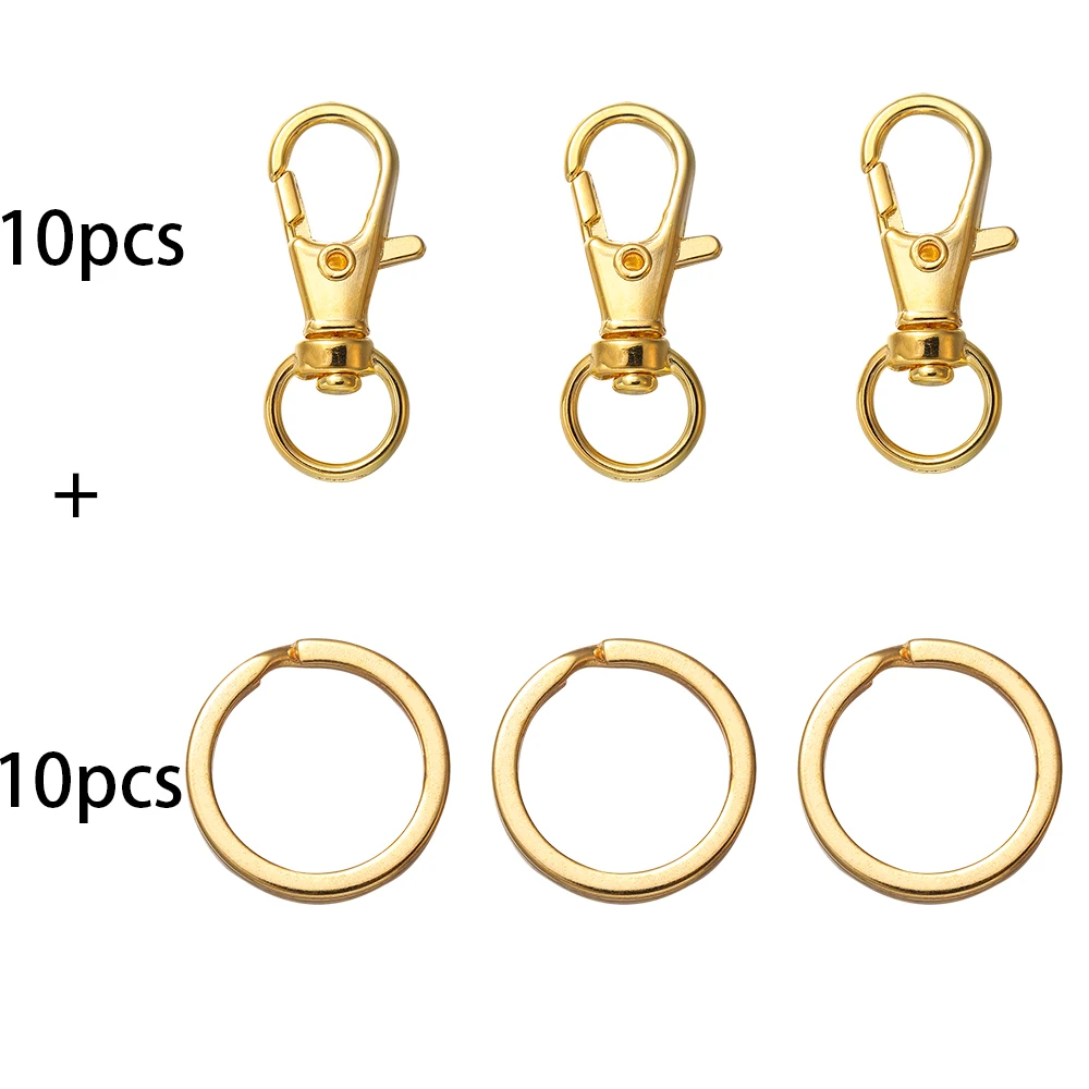 20Pcs Split Key Ring Swivel Lobster Clasp With Key Ring Connectors For Bag Belt Dog Chains DIY Jewelry Making Accessories