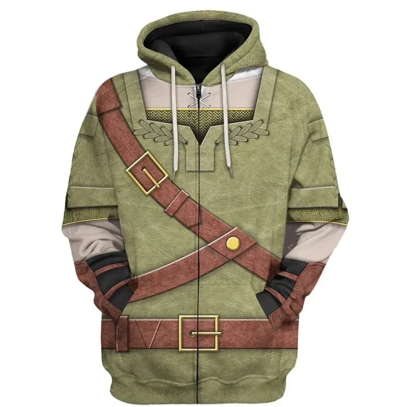 The Zelda hoodie Cosplay Costume Breath of the Wild Link Hooded Sweatershirt Adult Men Halloween Coat Carnival T-shirt Pant Suit