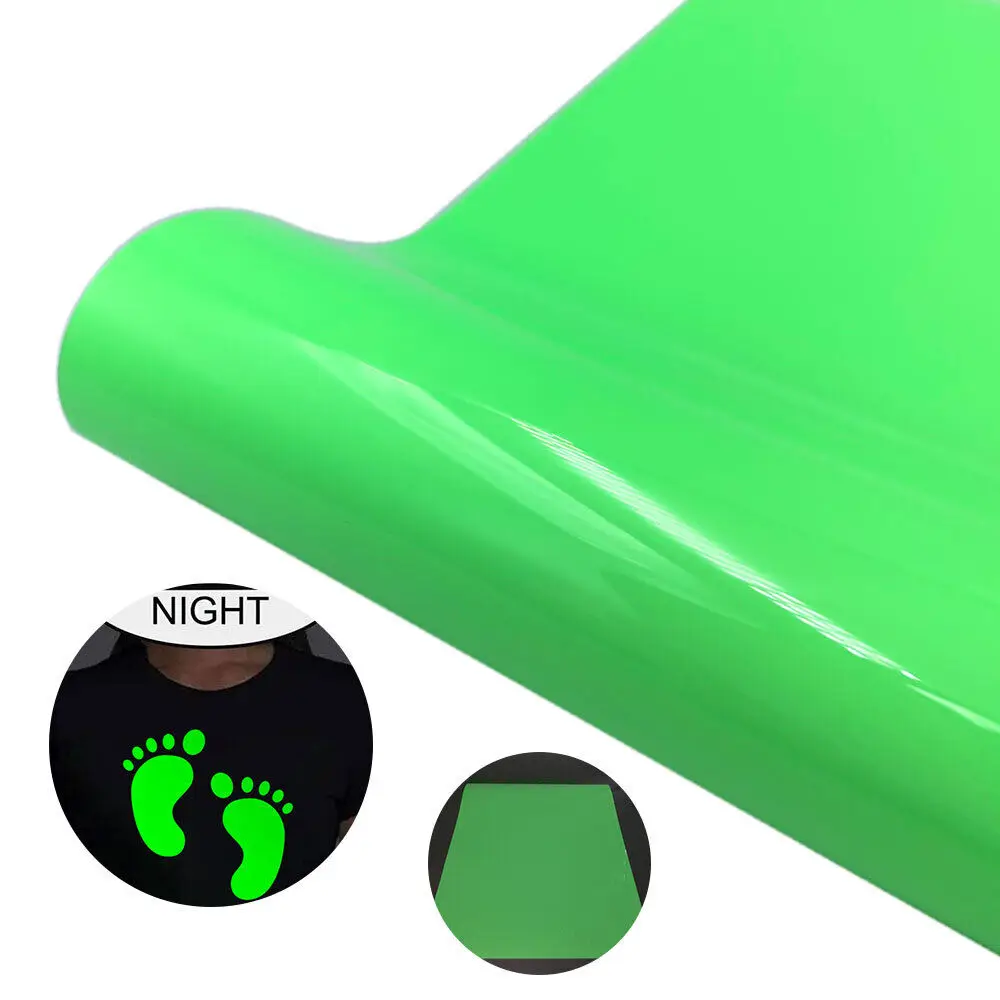 Glow Green in the Dark Heat Transfer Vinyl Luminous HTV Making Sign Pattern for Fabric Garment Tshirts Bag Xmas Decor DIY cut