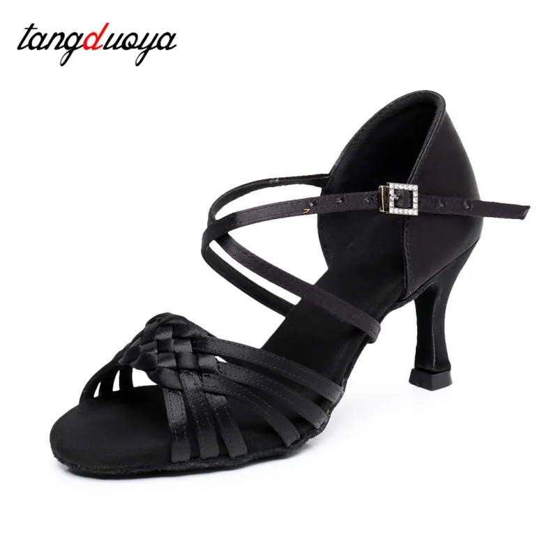 Ballroom Latin Dance Shoes for Women Tango jazz Salsa Dancing Heeled Shoes Professional Heel 5.5/7.5/8.5cm Soft Sole Dance Shoes