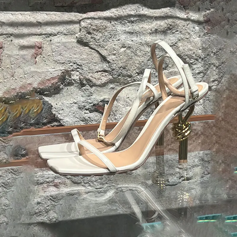 2025 Women\'s Summer Metal Stiletto Fashion Show Sandals European and American Fish Mouth Open Toe Large Cool Slippers