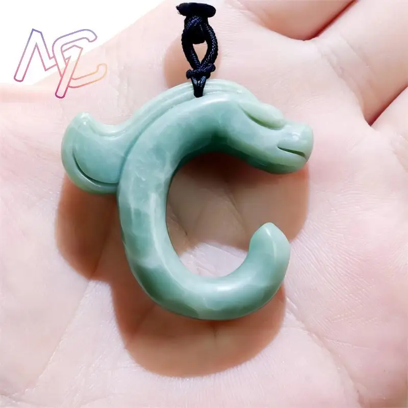 Natural Real Jade Dragon Pendant Necklace Talismans Carved Jewelry Gemstones Charm Amulet Luxury Accessories Designer Stone - view 4
