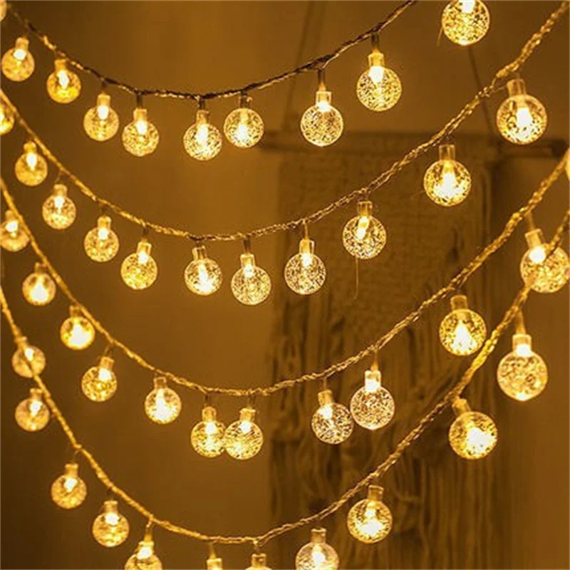 LED Crystal Ball String Lights Battery Power Romantic Bubble Ball Light String Indoor Garden Party Christmas Festival Decoration